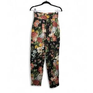 Vintage 80s Floral Flower Stretch Elastic Pants Bottoms Wallpaper Cottage Medium